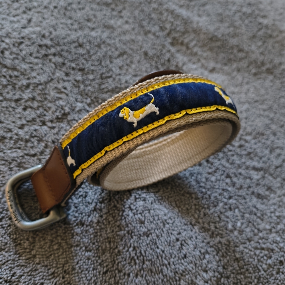 Janie and Jack  Dashshunds Unisex Child  Belt Yellow Navy Size 2T To 3 Dailywear